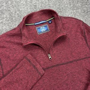 Vintage 1946 Men’s L Quarter Zip Pullover Burgundy Heather Washed Stoned Beaten